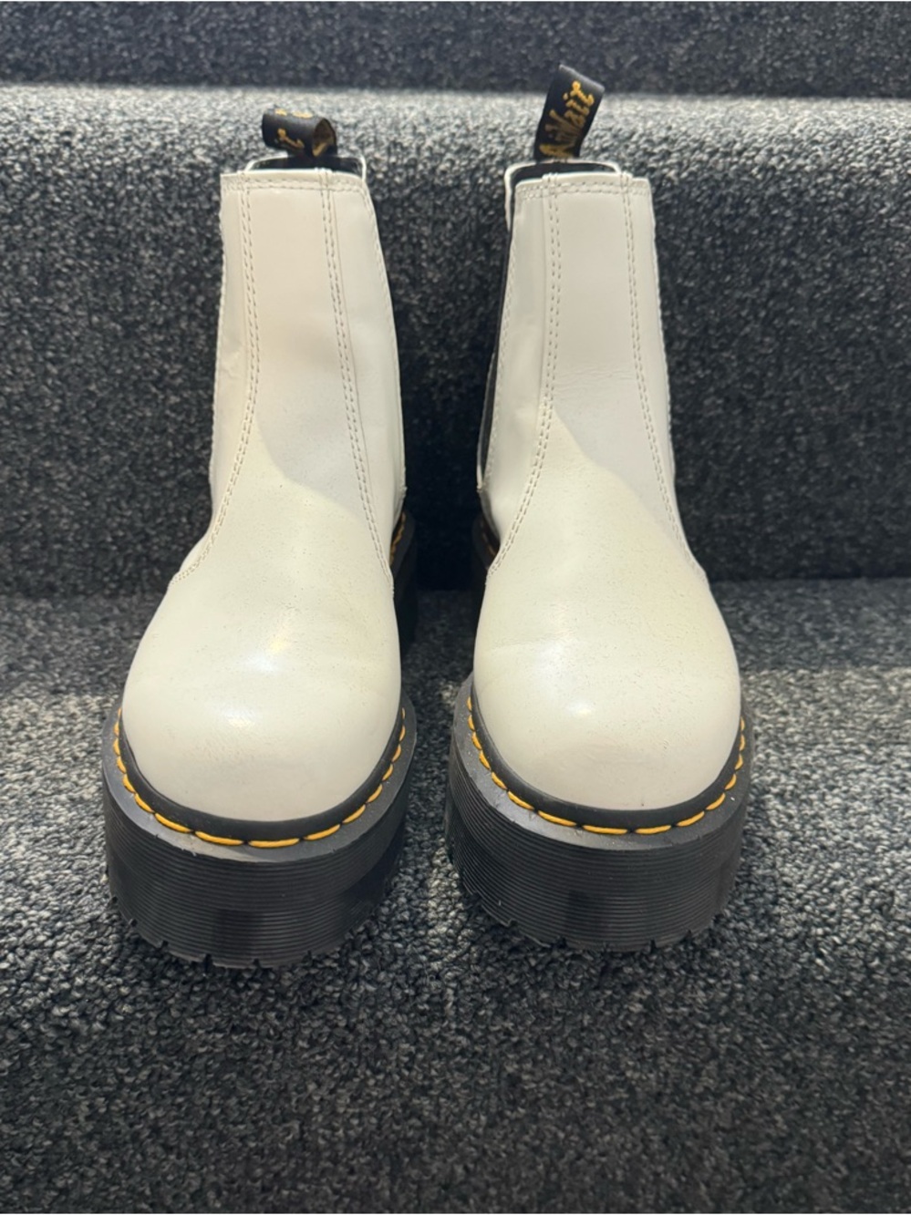 Dr. Martens White Chunky Chelsea Platform Boots